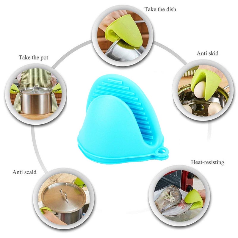Acronde 2 Pairs Mini Oven Gloves Silicone Heat Resistant Cooking Pinch Mitts Potholder for Kitchen Cooking & Baking (Red and Blue) - Image 5